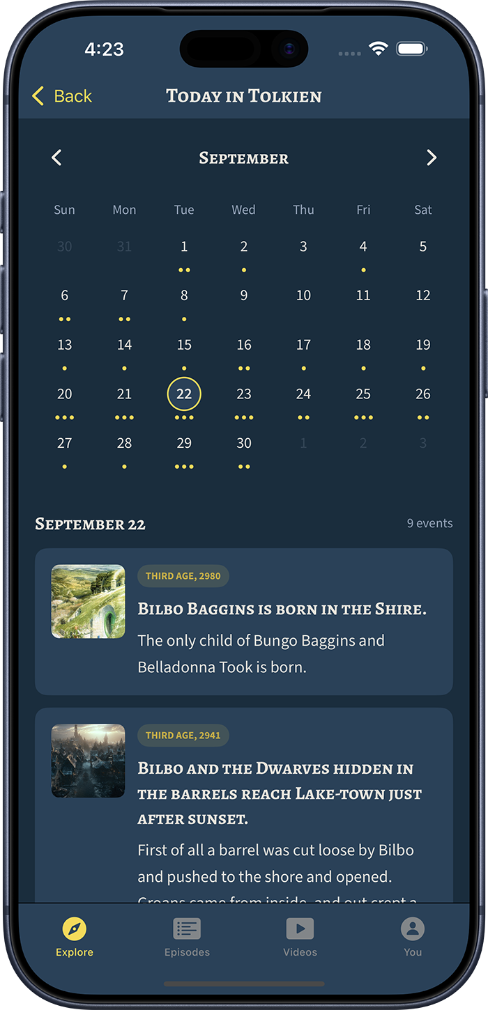 Today in Tolkien calendar