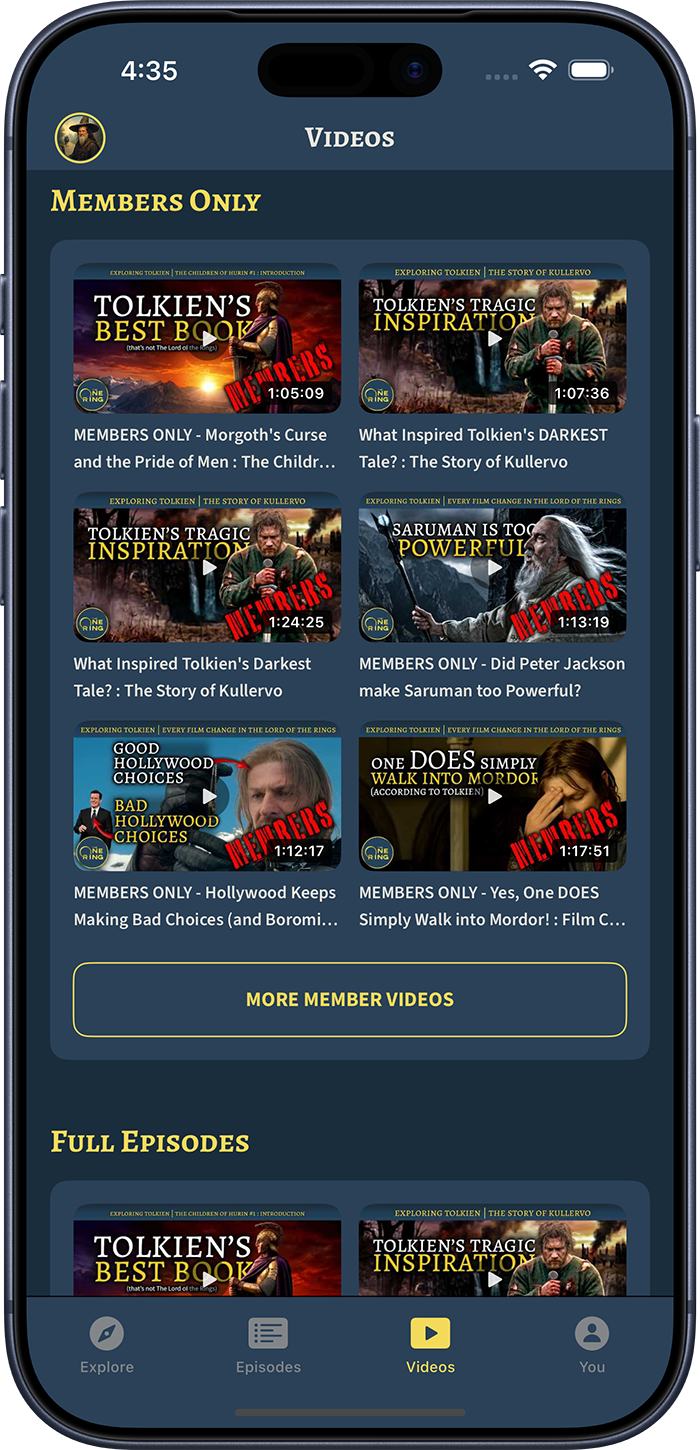 Videos screen